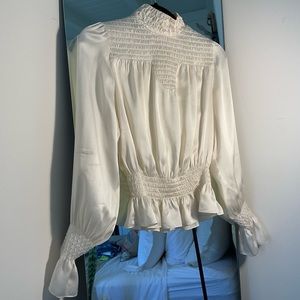 Frame 100% Silk Top Off White Size XS